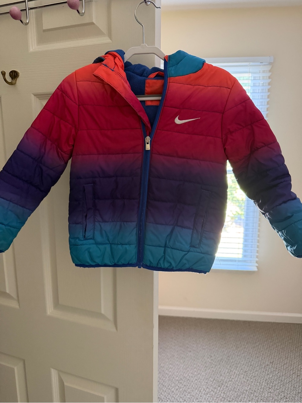 Nike Kids' Ombre Hooded Puffer Jacket in Pink, Purple & Teal
